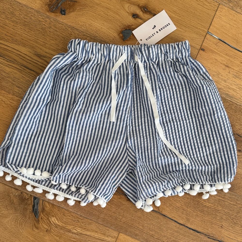Blue and White Seersucker Striped Women's Pajama Shorts